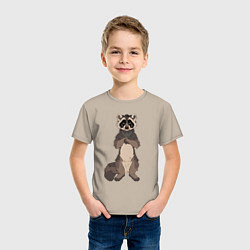 Футболка хлопковая детская Енот арт, цвет: миндальный — фото 2