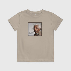 Футболка хлопковая детская Темнокожий Эйнштейн: KFC мем, цвет: миндальный