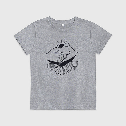 Детская футболка Мишка в лодке / Меланж – фото 1