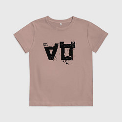 Футболка хлопковая детская Перевёрнутое да, цвет: пыльно-розовый
