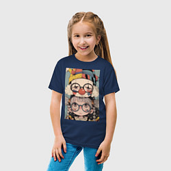 Футболка хлопковая детская Клоун с девочкой арт, цвет: тёмно-синий — фото 2