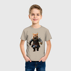 Футболка хлопковая детская Кот викинг, цвет: миндальный — фото 2