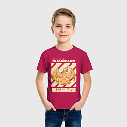 Футболка хлопковая детская Покемоны Чаризард Charizard, цвет: маджента — фото 2