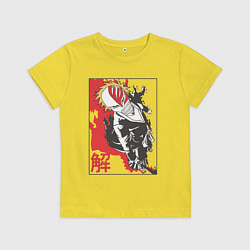 Футболка хлопковая детская Блич Ичиго Куросаки в маске, цвет: желтый