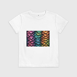 Футболка хлопковая детская Цветная чешуя дракона, цвет: белый
