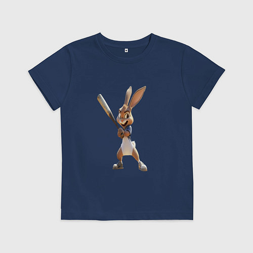 Детская футболка Ушастый и бита / Тёмно-синий – фото 1