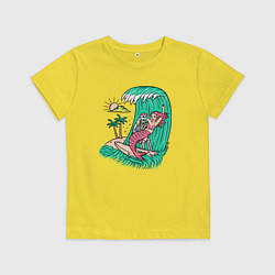Футболка хлопковая детская Серфер и русалка, цвет: желтый