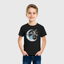 Футболка хлопковая детская Полёт космонавта, цвет: черный — фото 2