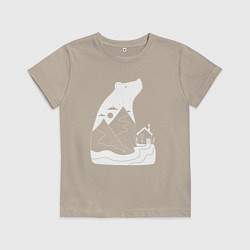 Футболка хлопковая детская Домик и мишка, цвет: миндальный