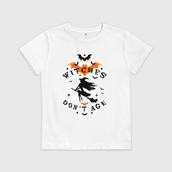 Футболка хлопковая детская Ведьмы не стареют - Хэллоуин, цвет: белый