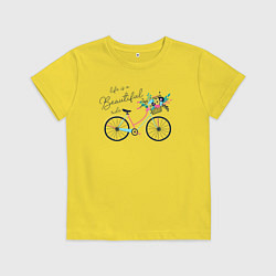 Футболка хлопковая детская Жизнь это прекрасная поездка, цвет: желтый