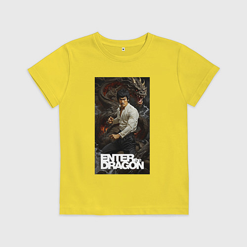 Детская футболка Брюс Ли - выход дракона / Желтый – фото 1