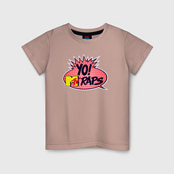 Футболка хлопковая детская Yo raps, цвет: пыльно-розовый