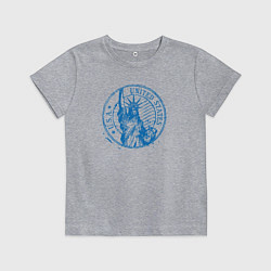 Футболка хлопковая детская США - статуя свободы, цвет: меланж
