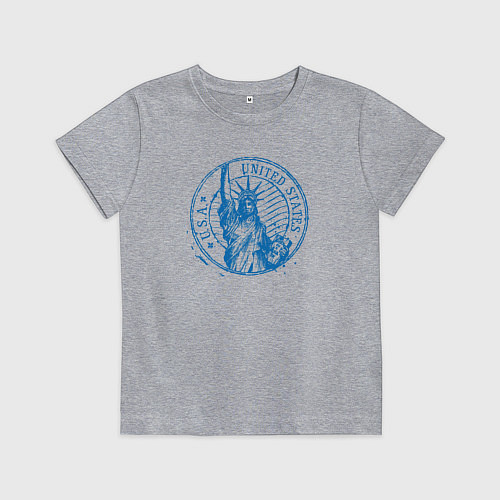 Детская футболка США - статуя свободы / Меланж – фото 1