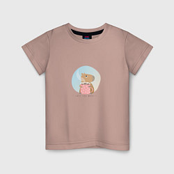 Футболка хлопковая детская Capybara love you, цвет: пыльно-розовый