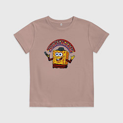 Футболка хлопковая детская Губка Фредди - квадратные штаны Боб, цвет: пыльно-розовый