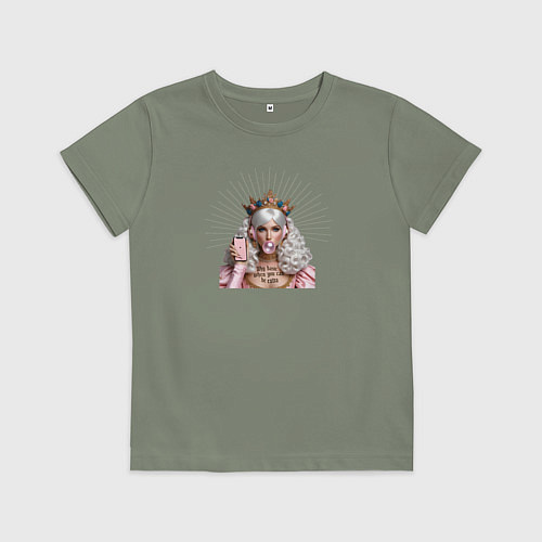 Детская футболка Девушка в короне с жвачкой / Авокадо – фото 1