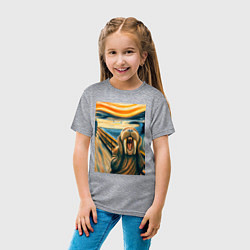 Футболка хлопковая детская Морж кричит на картине Эдварда Мунка - мем искусст, цвет: меланж — фото 2