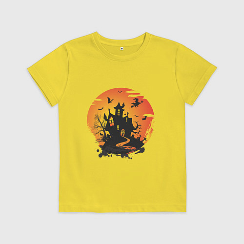 Детская футболка Хэллоуин ведьмин дом / Желтый – фото 1