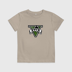 Футболка хлопковая детская Grand Theft Auto V logo, цвет: миндальный