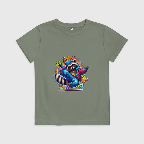 Детская футболка Хип-хоп енот / Авокадо – фото 1