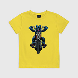 Футболка хлопковая детская Волк байкер, цвет: желтый