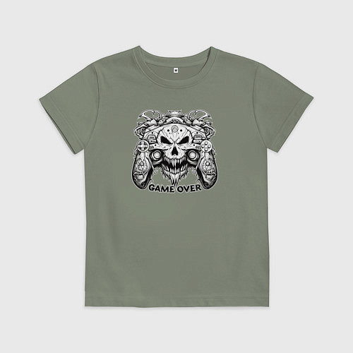 Детская футболка Череп джойстик game over / Авокадо – фото 1