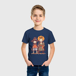 Футболка хлопковая детская Luffy и Zoro в хэлуинском костюме, цвет: тёмно-синий — фото 2