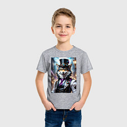 Футболка хлопковая детская Стимпанк волк, цвет: меланж — фото 2