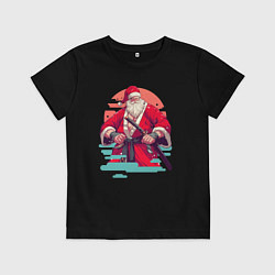 Футболка хлопковая детская Дед Мороз Самурай, цвет: черный