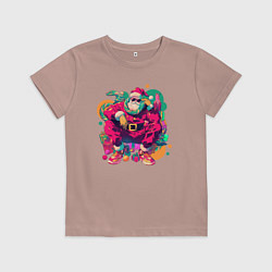 Футболка хлопковая детская Клёвый Дед Мороз, цвет: пыльно-розовый