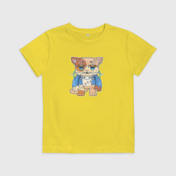 Футболка хлопковая детская Кот Франкенштейн, цвет: желтый