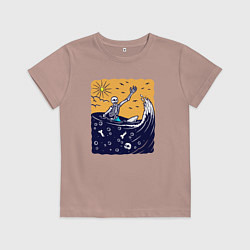 Футболка хлопковая детская Скелетик в море, цвет: пыльно-розовый