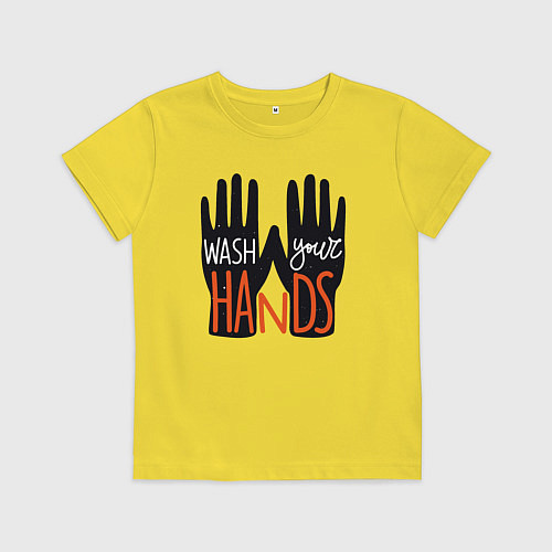 Детская футболка Мойте руки / Желтый – фото 1