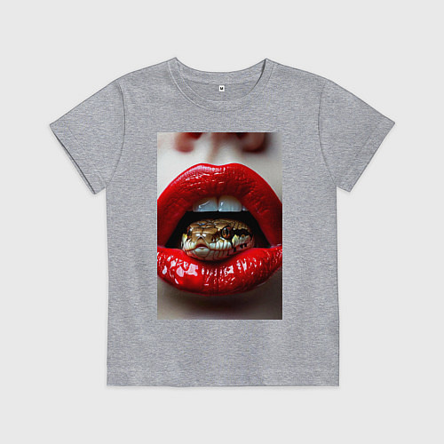 Детская футболка Символ нового года 2025 змея в губах / Меланж – фото 1