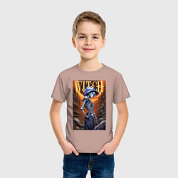 Футболка хлопковая детская Костлявая ведьма - хэллоуин, цвет: пыльно-розовый — фото 2