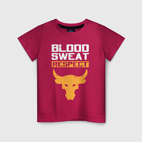 Детская футболка Blood sweet respect logo / Маджента – фото 1