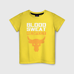 Футболка хлопковая детская Blood sweet respect logo, цвет: желтый