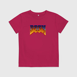 Футболка хлопковая детская Doom logotype, цвет: маджента