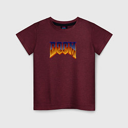 Футболка хлопковая детская Doom logotype, цвет: меланж-бордовый