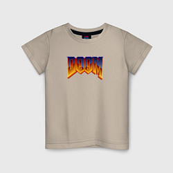 Футболка хлопковая детская Doom logotype, цвет: миндальный
