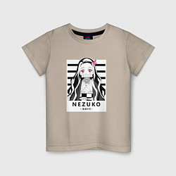 Футболка хлопковая детская Nezuko girl hunter one, цвет: миндальный