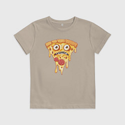 Футболка хлопковая детская Pizza face, цвет: миндальный
