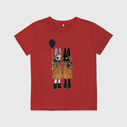Футболка хлопковая детская Кролики мистика, цвет: красный