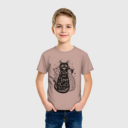 Футболка хлопковая детская Keep calm and love cats, цвет: пыльно-розовый — фото 2