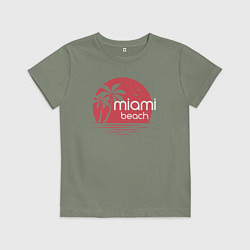 Футболка хлопковая детская Пляж Майами, цвет: авокадо
