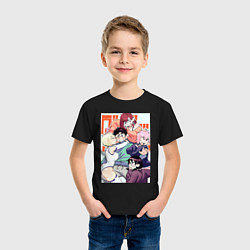 Футболка хлопковая детская Дандадан: Момо Аясэ, цвет: черный — фото 2