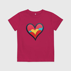 Футболка хлопковая детская Яркое сердечко, цвет: маджента