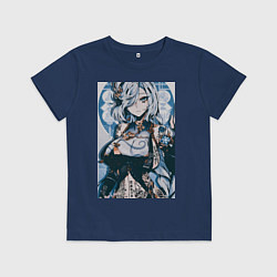 Футболка хлопковая детская Геншин Шэнь Хэ, цвет: тёмно-синий